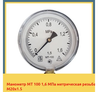 Манометр МТ 100 1,6 МПа метрическая резьба М20х1.5 в Шымкенте