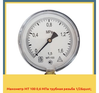 Манометр МТ 100 0,6 МПа трубная резьба 1/2" в Шымкенте