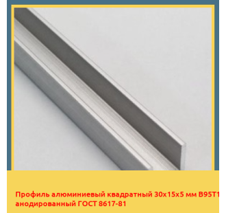 Профиль алюминиевый квадратный 30х15х5 мм В95Т1 анодированный ГОСТ 8617-81 в Шымкенте